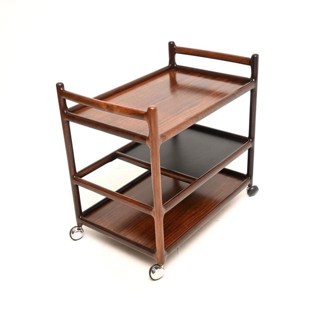 CFC Silkeborg Vintage Danish Drinks Trolley by Henning Korch for Silkeborg, 1960s For Sale - Image 4 of 11