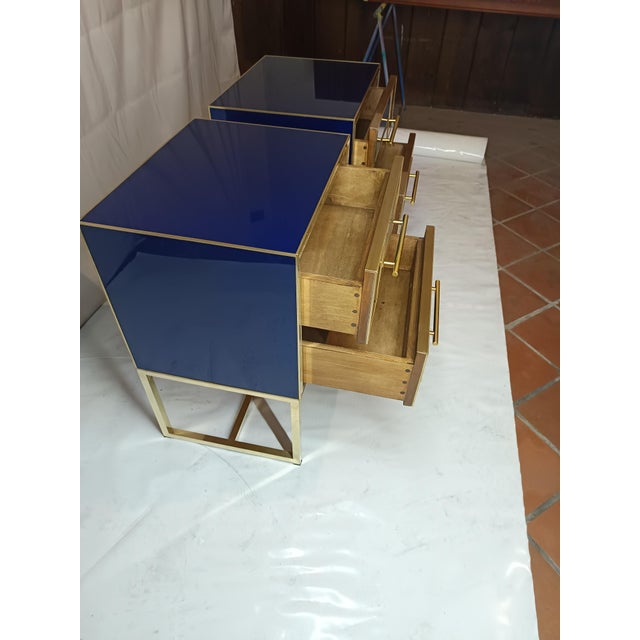 Blue Wooden Bedside Tables from Justfurnituress SRL, Set of 2 For Sale - Image 8 of 13