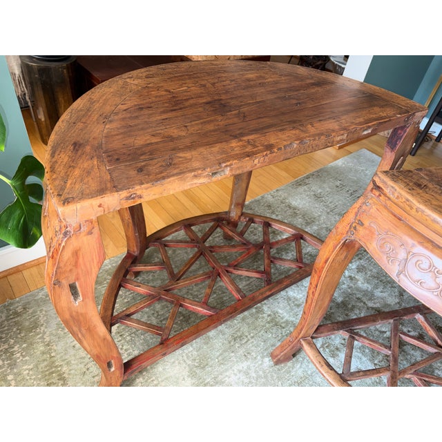 Pair of 18th Century Chinese Demilune Tables For Sale - Image 9 of 13