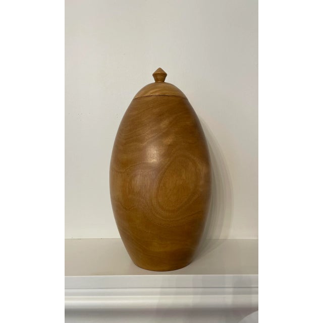 Contemporary Vintage Modern Solid Wood Turned Urn, Light Honey Color For Sale - Image 3 of 11