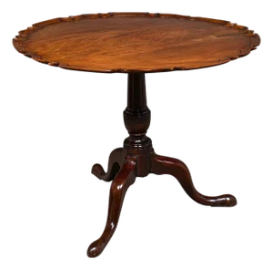 Antique 4 Seat Occasional Table, English, Walnut, Tilt Top, Pie Crust, Georgian