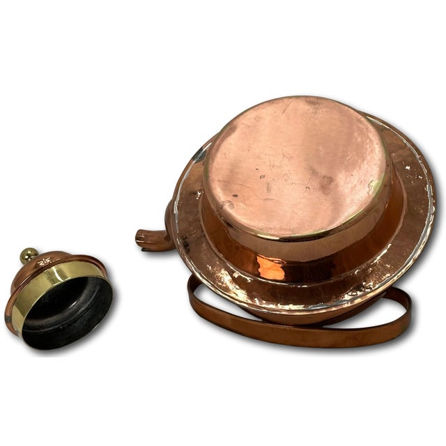 Beautifully Hand Made Large Antique American Heavy Solid Copper & Brass Tea Kettle Circa Late 19th Century For Sale - Image 9 of 12