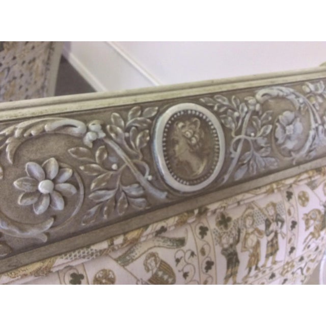 French Carved and Painted Armchairs With Portraits - a Pair For Sale - Image 10 of 13