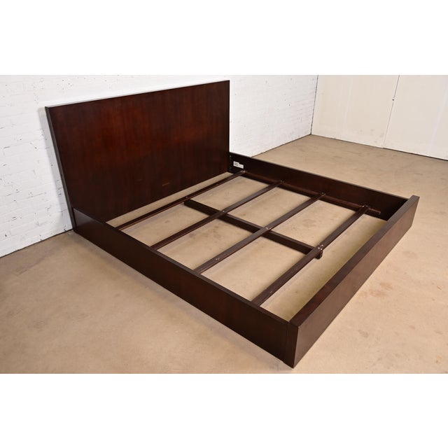Ethan Allen Ethan Allen Modern Art Deco Mahogany King Size Bed For Sale - Image 4 of 9