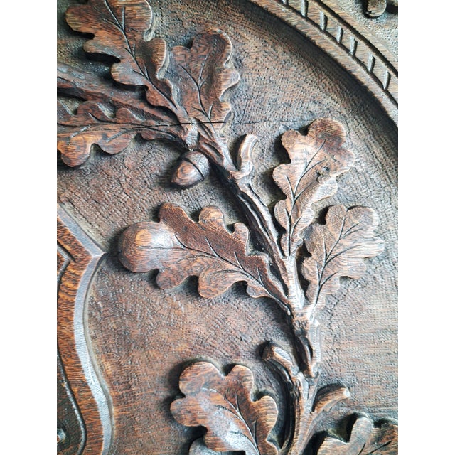 Brown Flemish Neo-Renaissance Style Carved Oak Architectural Panel With Crowned Heraldic Monogram, 19th Century For Sale - Image 8 of 10
