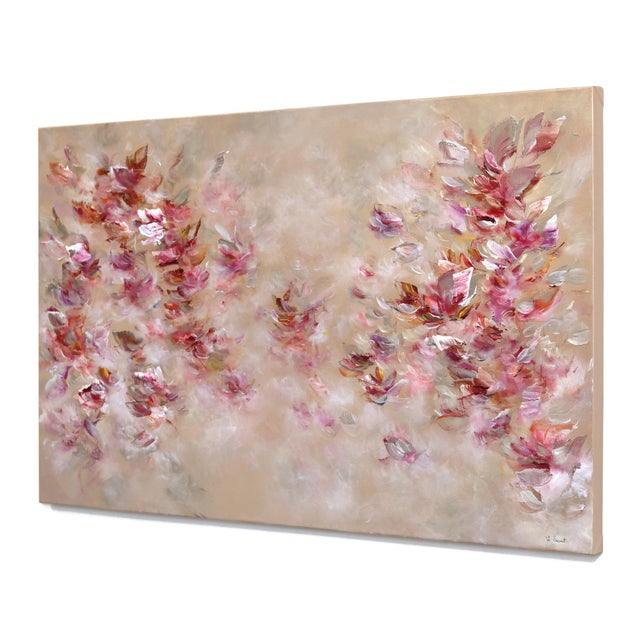 Realism Dancing With Flowers - Large Original Textured Soft Abstract Floral Landscape Acrylic Painting on Canvas by Ve Boisvert For Sale - Image 3 of 9