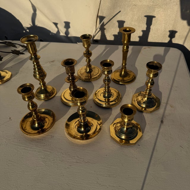 1990s Baldwin, Et Al. Brass Candlestick Collection- Set of 9 For Sale In Columbia, SC - Image 6 of 7