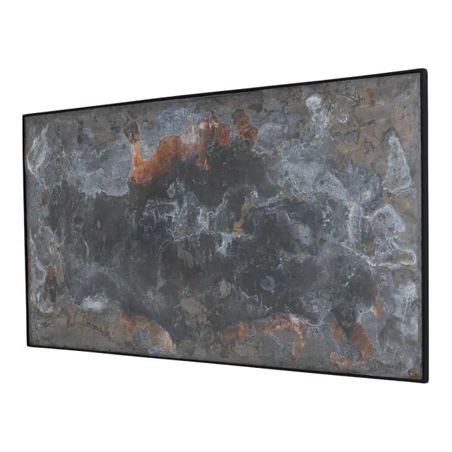 Abstract Metal Artwork in Wooden Frame For Sale