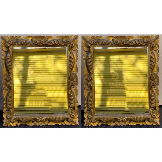 Late 19th Century Pair Mirrors - 19th Century French Rococo Revival Carved Giltwood For Sale - Image 5 of 7