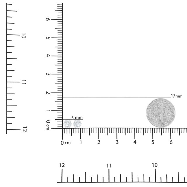 14K White Gold 1/2 Cttw Prong Set Round-Cut Diamond Flower Stud Earring (H-I Color, I1-I2 Clarity) For Sale In New York - Image 6 of 6