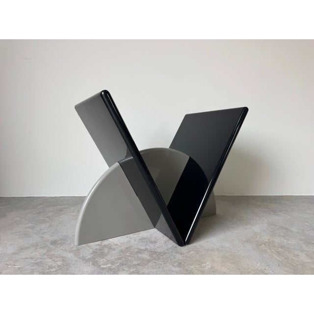 Black 1980’s Postmodern Geometric v-Form Sculptural Black Lacquered Wood Dining Table Base For Sale - Image 8 of 12