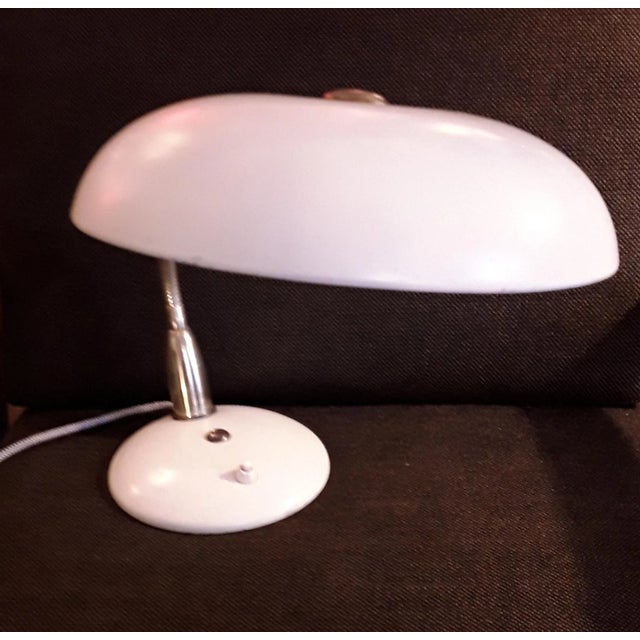 Art Deco Adjustable Cream Metal and Brass Table Lamp, 1930s For Sale - Image 6 of 8