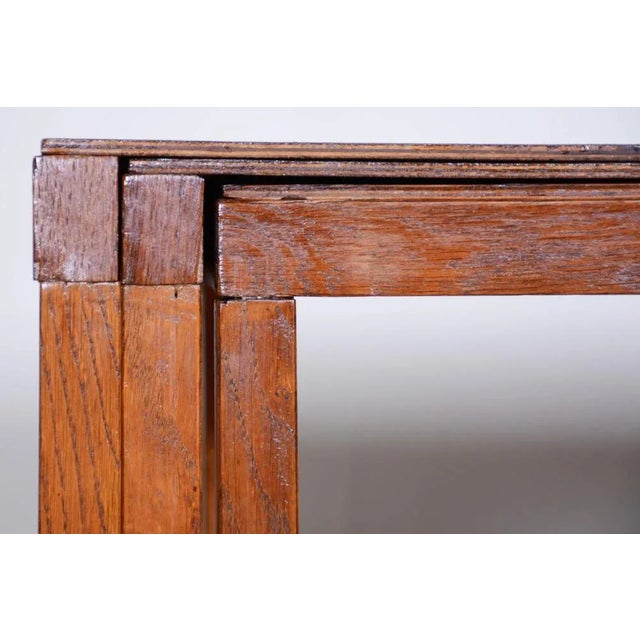 Art Deco Nesting Tables in Oak & Veneer attributed to Jan Vaněk, Czech, 1930s, Set of 3 For Sale - Image 9 of 11