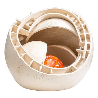 Shell Sculpture with Orange Core, 1970s, Ceramic For Sale