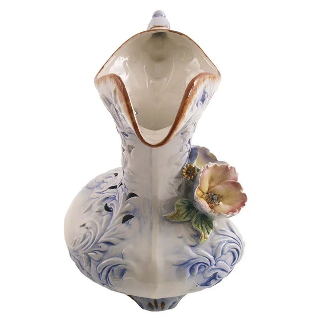 1930s Large Vintage Baroque Style Italian Porcelain Pitcher, 1930s For Sale - Image 5 of 7