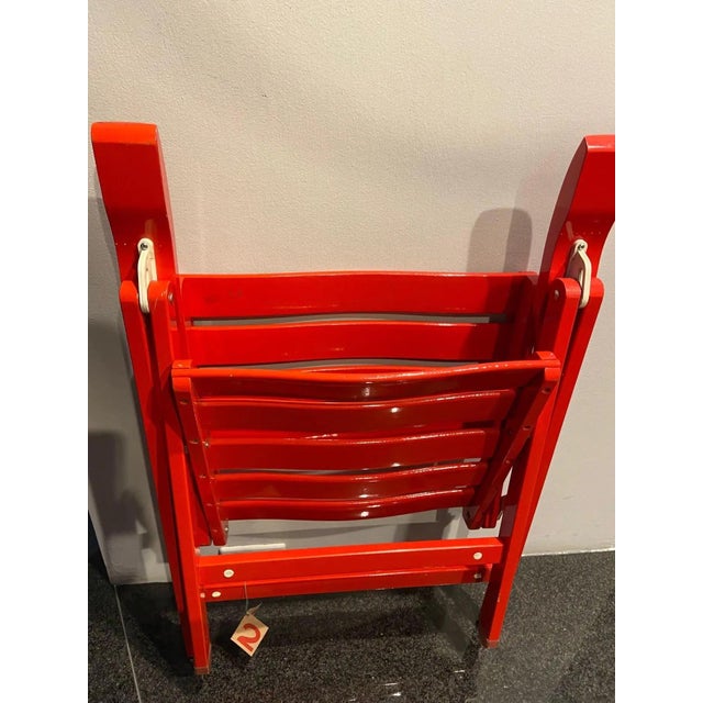 1980s Set of Four Reguitti Style Orange Garden Folding Deck Chairs For Sale - Image 12 of 12