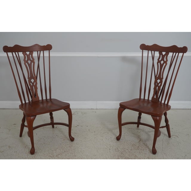 Set of 6 Solid Cherry Brace Back Windsor Chairs For Sale - Image 13 of 18