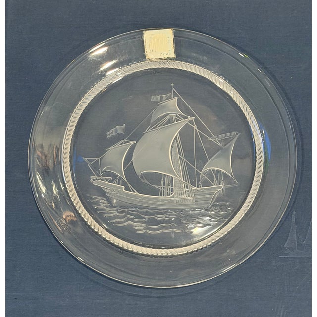 Mid 20th Century Vintage Lalique France Crystal Sailing Ship Plates, Set of 3 For Sale - Image 5 of 10