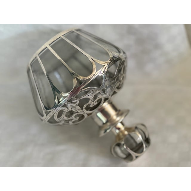 Early 20th Century Sterling Silver Overlay Art Nouveau Perfume Bottle For Sale In Lexington, KY - Image 6 of 11