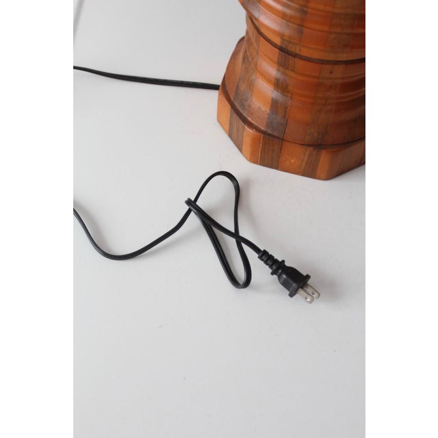 Mid 20th Century Mid Century Turned Mixed Wood Table Lamp With Woven Shade For Sale - Image 18 of 18