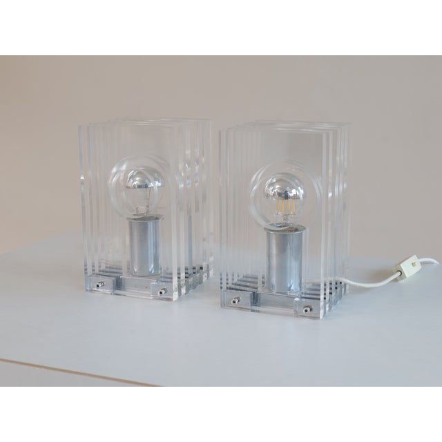 Acrylic Lamps in the style of Sandro Petti for Maison Janson, 1970s, Set of 2 For Sale - Image 11 of 13