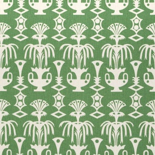 Schumacher x Drusus Tabor Fountain Grass Fabric in Green For Sale