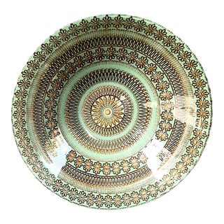 Vintage Turkish Hand Painted Art Glass Ottoman Bowl For Sale