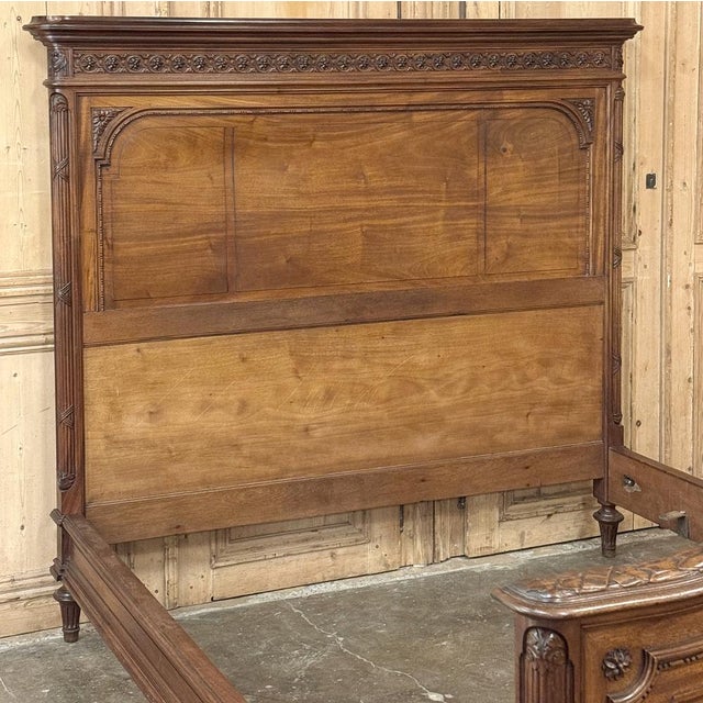 19th Century French Louis XVI Walnut Bed For Sale - Image 4 of 18