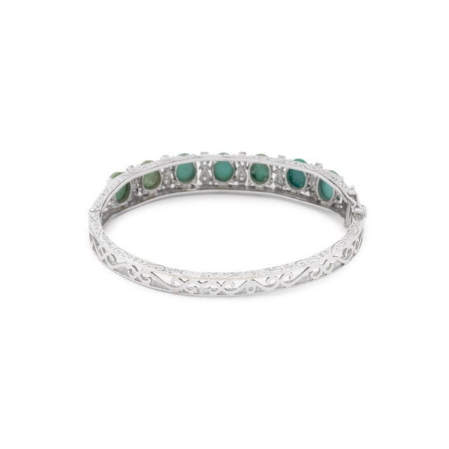 14k White Gold Turquoise Diamond Bangle For Sale In New York - Image 6 of 8