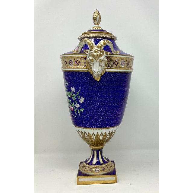 French Magnificent Sevres Capped Vase. Marked 1777. 18th C Beau Bleu Ground With Gilt. For Sale - Image 3 of 5