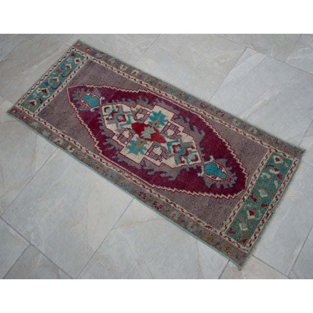 1970s Vintage Hand Knotted Small Rug For Sale - Image 11 of 14
