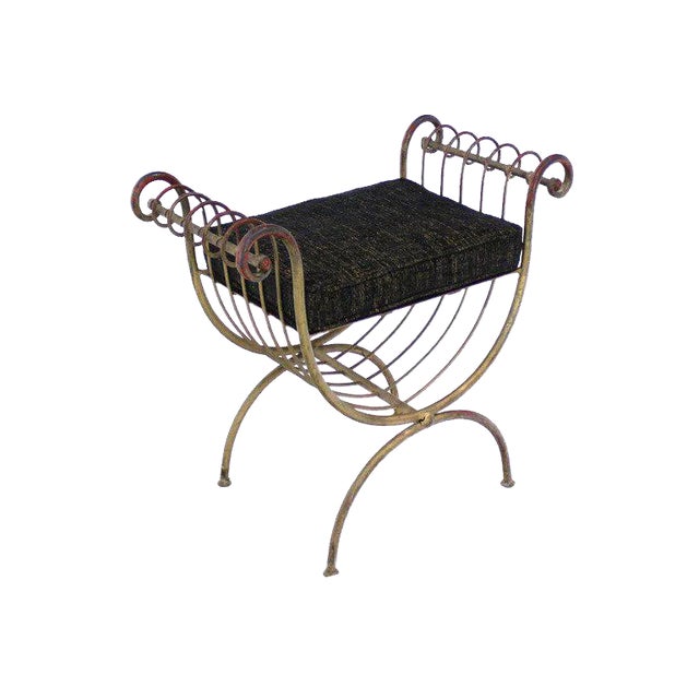Early 20th Century Wrought Gilt Iron Window Bench For Sale - Image 11 of 11