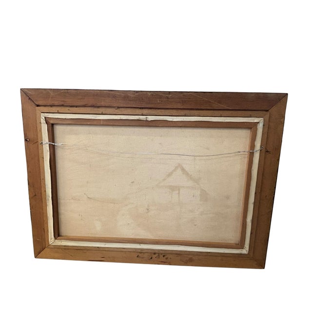 Saffron Signed Berlin Vintage Rustic Barn Landscape Oil Painting in Carved Wood Frame For Sale - Image 8 of 8