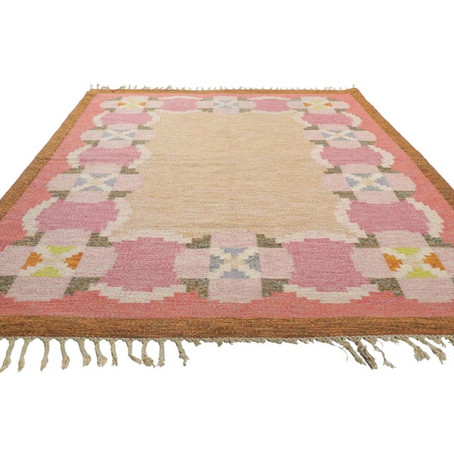 Mid-Century Modern Ingegerd Silow Swedish Kilim Rollakan Rug - 05'06 X 07'07 For Sale - Image 3 of 12