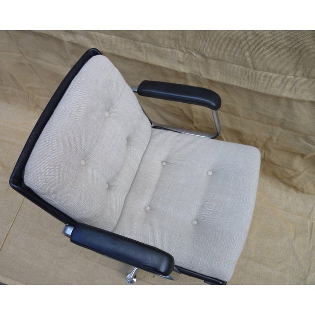 Wool and Leather Office Chair, 1970s For Sale - Image 6 of 8