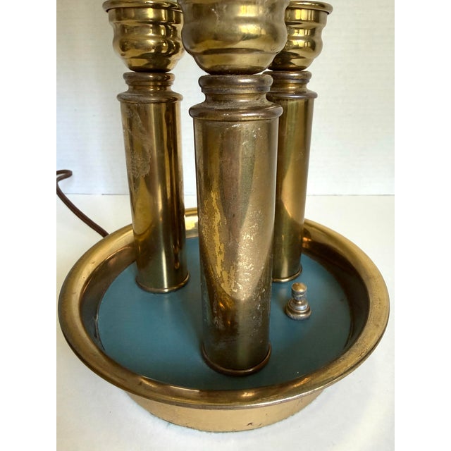 Vintage French Empire Revival Blue Tole and Brass Bouillotte Lamp For Sale - Image 9 of 14