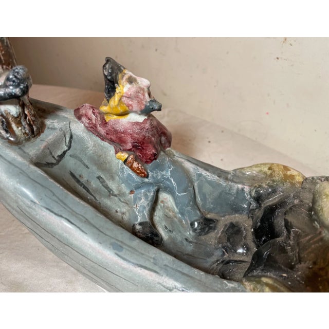 Antique Handmade Italian Majolica Terracotta Pottery Monster Attack Sculpture For Sale - Image 15 of 17