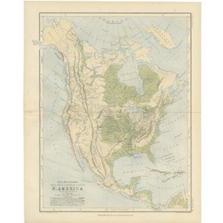 Geological Map of North America by A.K. Johnston, 1852 For Sale