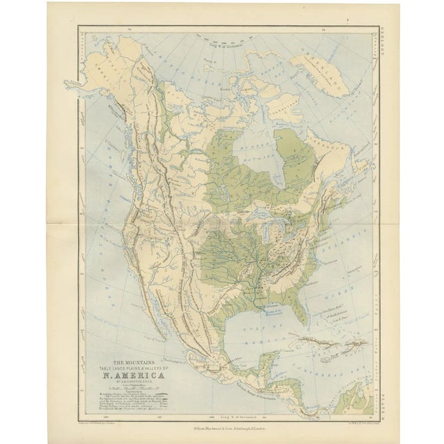 Geological Map of North America by A.K. Johnston, 1852 For Sale