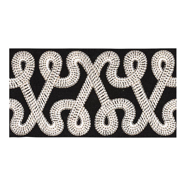 Sample - Schumacher Freeform Embroidered Tape in Black For Sale