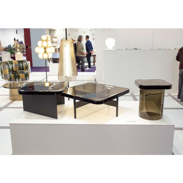 Alwa Square Two Side Table with Transparent Top and Black Base by Sebastian Herkner for Pulpo For Sale - Image 4 of 6