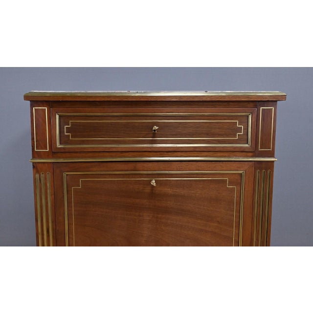 Wood 19th Century Napoleon III Louis XVI Mahogany Secretary Desk For Sale - Image 7 of 18