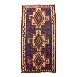 Mid Century Hand Knotted Persian Bijar Tribal Kilim Rug. 3'5"x 6'4"
