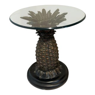 1980s Joan Collins Pineapple Table With Glass Top For Sale