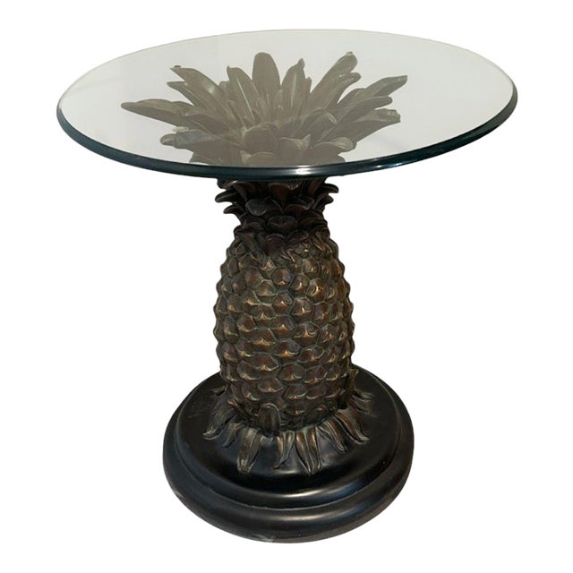 1980s Joan Collins Pineapple Table With Glass Top For Sale