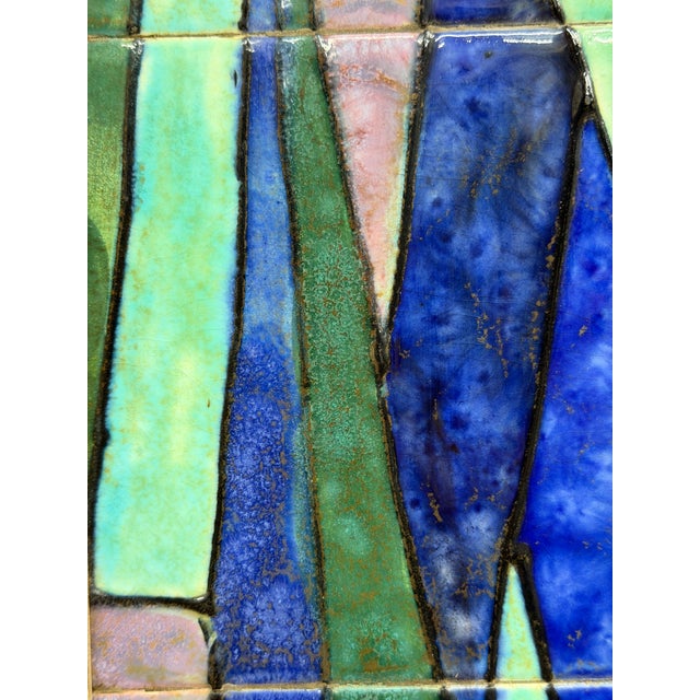 Aqua 1960s Harris G. Stron Twelve Ceramic Tile Modernist Woman's Portrait For Sale - Image 8 of 14