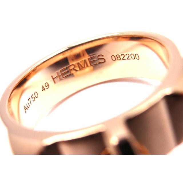 Hermès Hermes 18k Rose Gold Collier De Chien Lock Band Ring Size 49 US 4 3/4 For Sale - Image 4 of 10