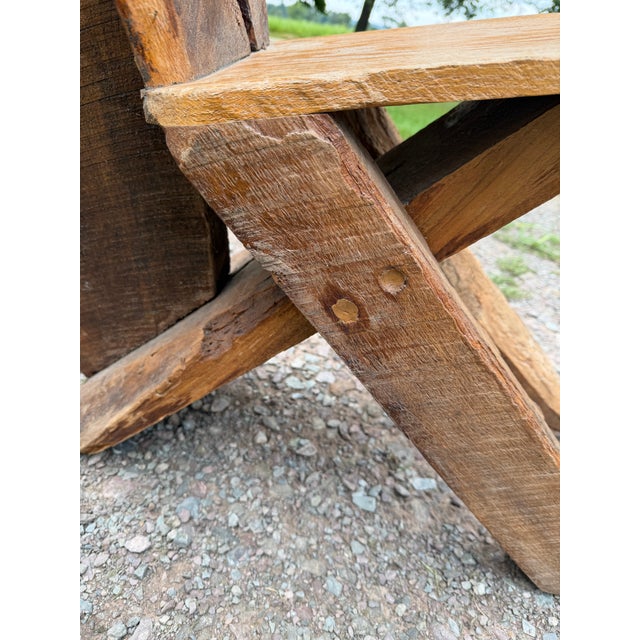 Brown Vintage Primitive Live Edge Slab Stargazer Viking Chair (47x12) For Sale - Image 8 of 18