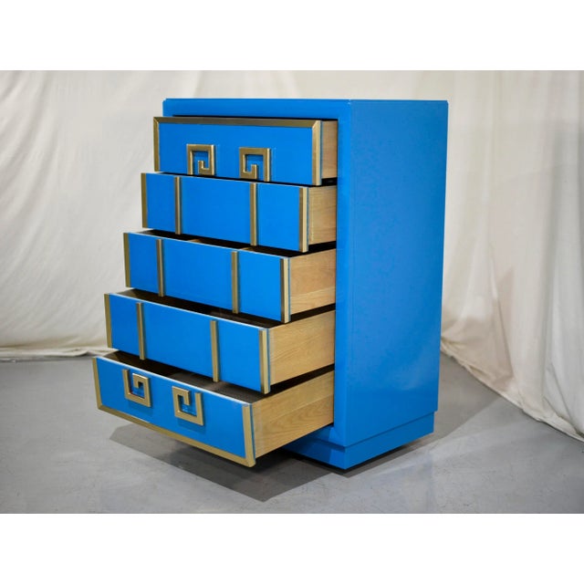 Vintage Hollywood Regency Kittinger Mandarin Style Greek Key Chest - Newly Lacquered For Sale In Chicago - Image 6 of 11