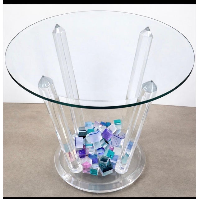 Will Grant Post-Modern Lucite Table with Stacked Color Cubes & Beveled Glass For Sale - Image 10 of 13